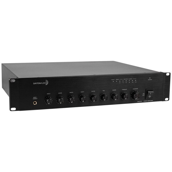 Main product image for Dayton Audio DA240R Commercial Audio Amplifier 240W 70V/ 100V/ 4 Ohm Mixer - 3 Mic 2 Aux 1 Telephone